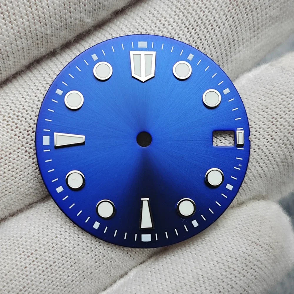 New 28.5mm Watch Dial BGW9/C3 Blue Green Luminous Watch Faces Sunray Dial Watch Accessories for NH35/NH36/4R/7S Movement
