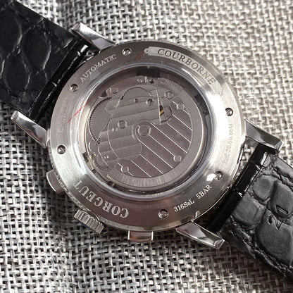 Corgeut Moon Phase Watch 42mm Seagull St1655 Automatic Day Date Month Calendar Glass Back 42MM 3ATM