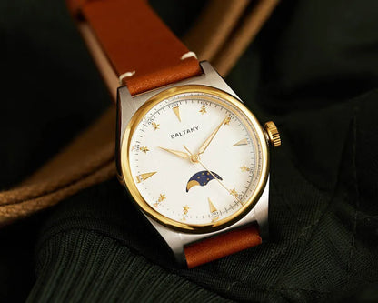 Baltany 36mm Dress Watches S4042 Customizable AR Sapphire Crystal 10Bar  Moon phase Wristwatches Swiss Lume