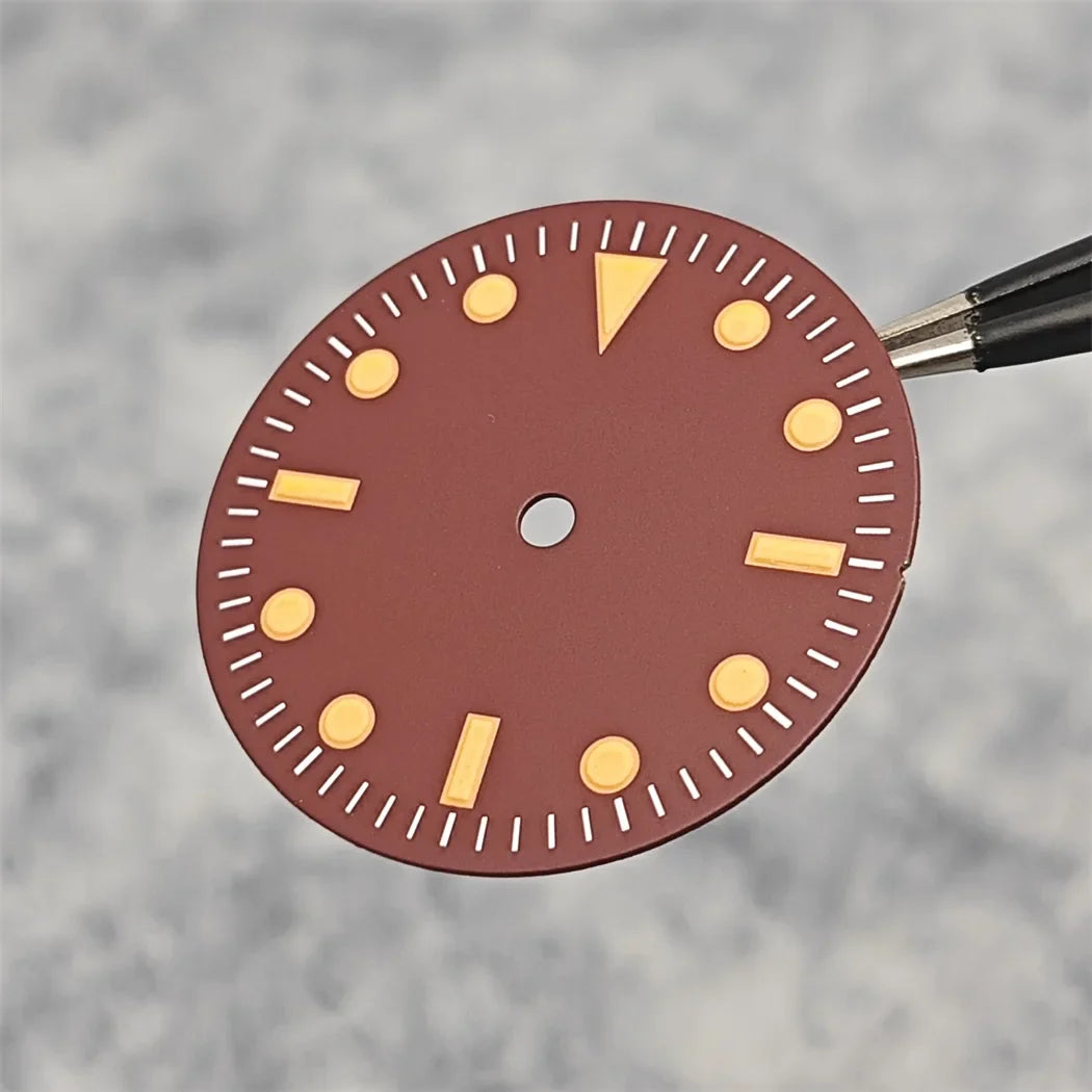 28.5MM Orange Scale Red Watch Dial No Calendar Window Without Date Watch Accessories No Luminous Suitable for NH35/8215/2836 Movement