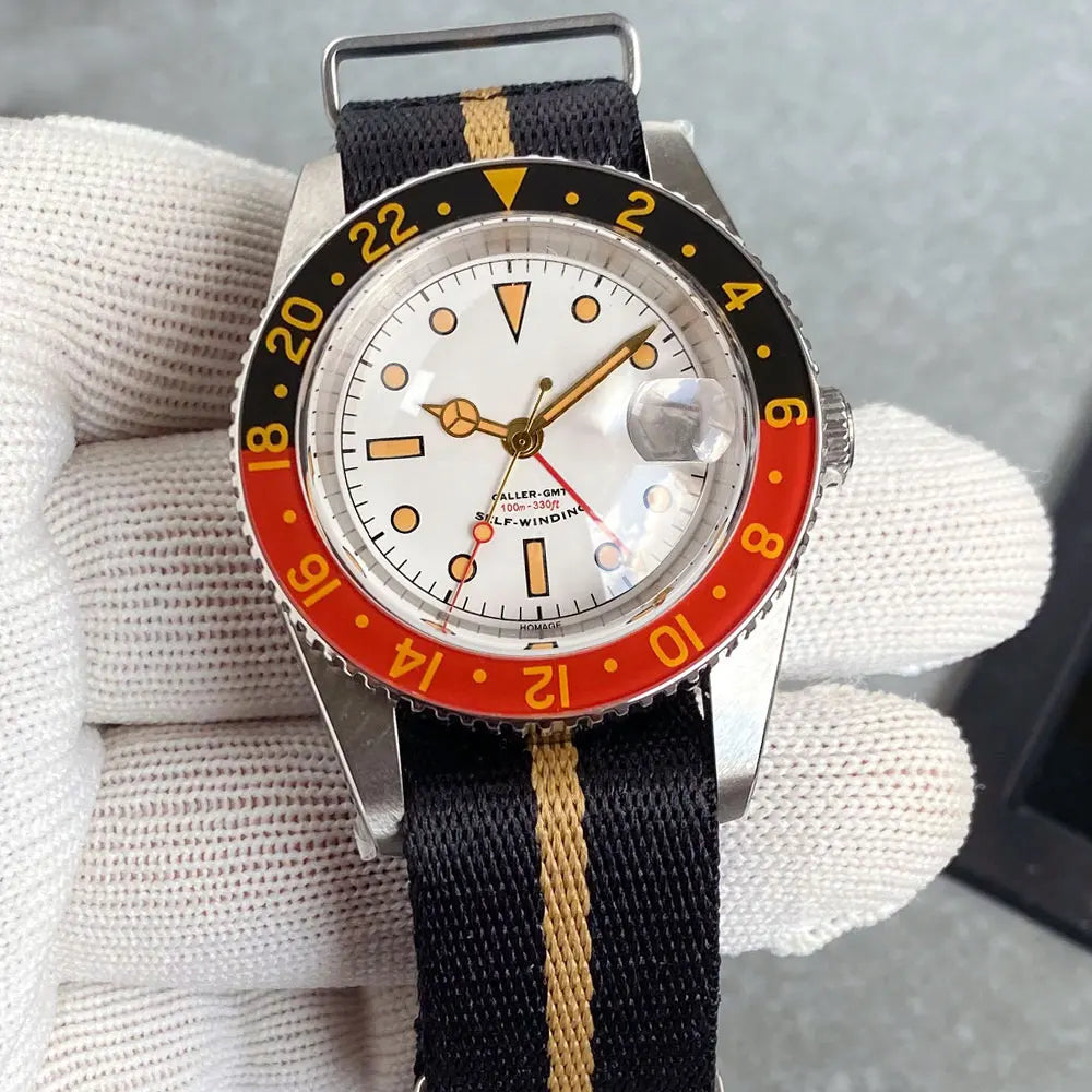 Tandorio TD218B NH34 GMT Watch 6542 homage 38mm Bubble Sapphire 20ATM 120 Click Submariner