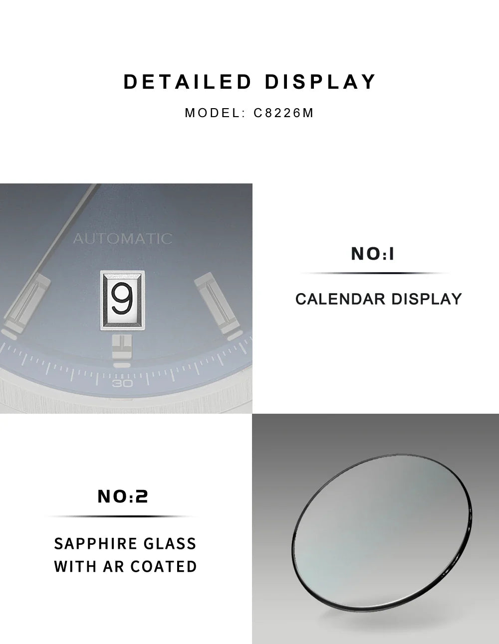 CADISEN C8227 Dress Watch Luminous NH35 AR Sapphire 10Bar 40MM