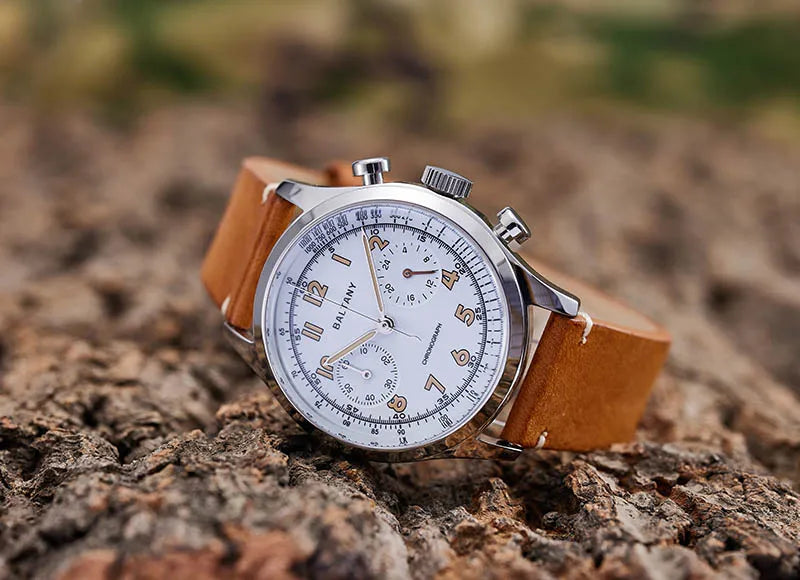 Baltany S5034 Quartz Chronograph Wristwatches 39mm Sapphire Crystal Panda Dial StainlessSteel Retro Super Luminous Vintage Watch