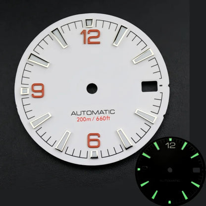 Quality Sea 600m Style Watch Dial With C3 Bgw9 Green Blue Luminous For Nh35 Nh36 Mechanical Movement Skx007 Case 28.5mm Dial