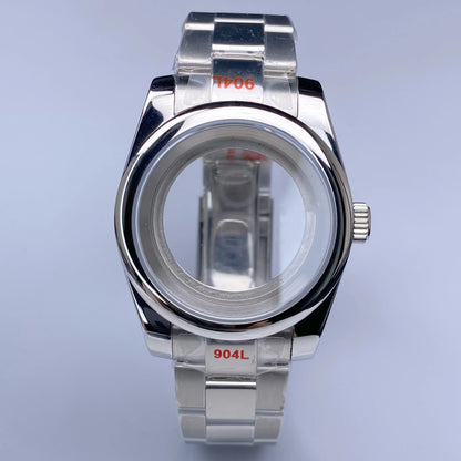 Fluted NH35 watch case Oyster 36/39mm High Quality Sliver Stainless Steel Sapphire Glass fit NH34 NH35 NH36 Movement Accessories Watch case