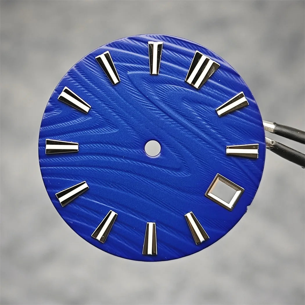 28.5mm Green Luminous Watch Dial Wood Texture Watch Faces Replace Accessories for SKX007 NH35/NH36/4R/7S Movement Watch Parts