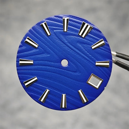 28.5mm Green Luminous Watch Dial Wood Texture Watch Faces Replace Accessories for SKX007 NH35/NH36/4R/7S Movement Watch Parts