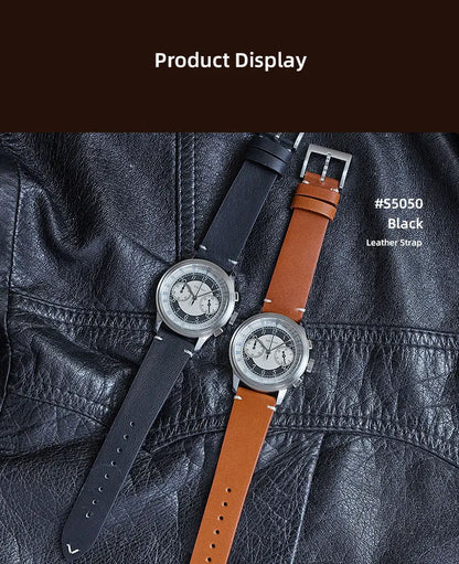 Baltany 39MM Tuxedo Chronograph Man S5050 Sapphire Crystal 50M Waterproof Stainless Steels Retro  Quartz Dress Watches For Man