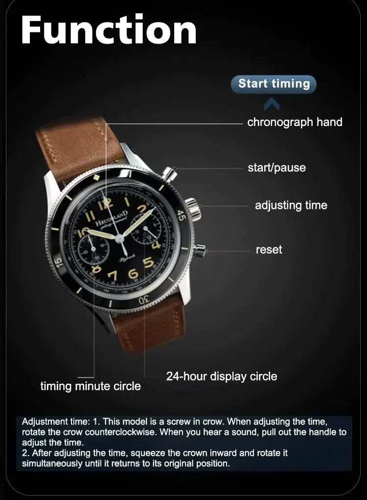 Fifty Fathoms Mod Hruodland Fo19  Chronograph Watch VK64 Quartz AR Sapphire 40MM 10bar