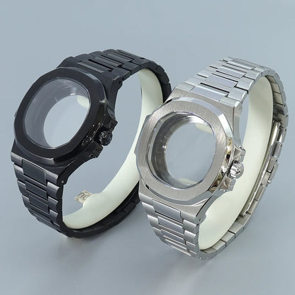 Silver/Black/Rose Gold 40mm Watch Cases Strap Parts Sapphire Glass For NH35 NH36 NH34 NH38 NH72 Movement 30.8mmDial Mod Nautilus