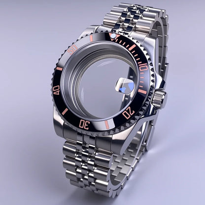 40mm SUB Case NH35 Sliver with Sapphire Crystal 120 Click Compatible with NH34/NH35/NH36 Movements Water-Resistant 28.5mm Dial