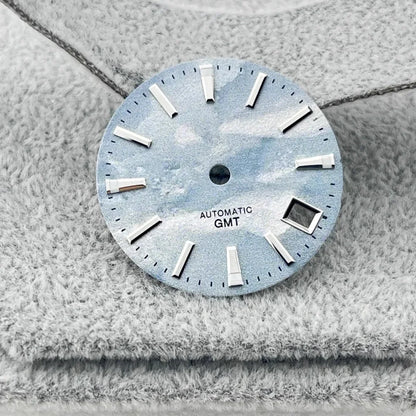 28.5mm Watch Dial BGW9 Blue Luminous Watch Faces GMT Dial Blue Sky White Cloud Dial Watch Accessories for NH34/NH35 Movement