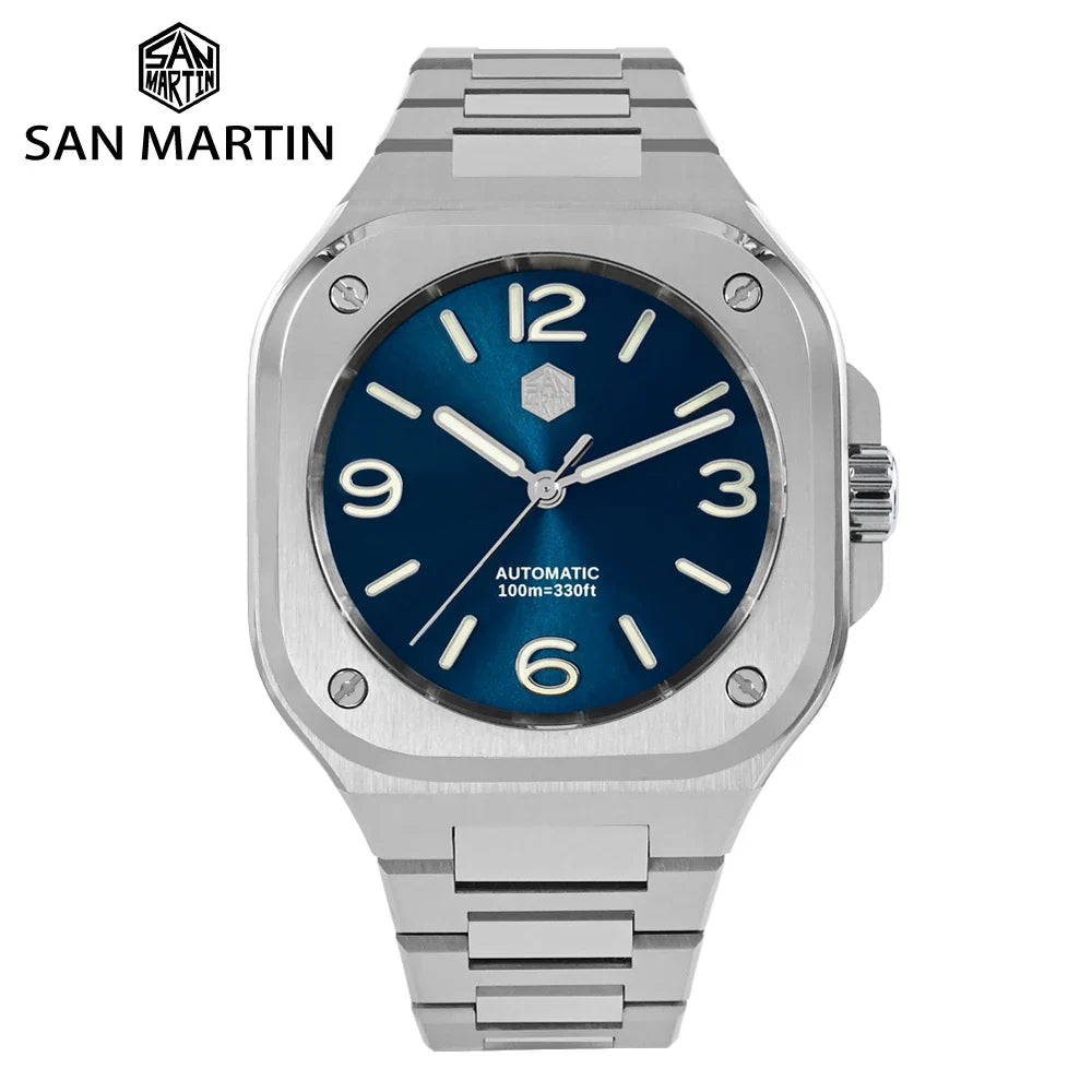 San Martin Square Watch SN0074G 40mm PT5000 Sw200  Automatic 10 Bar BGW-9 Lume