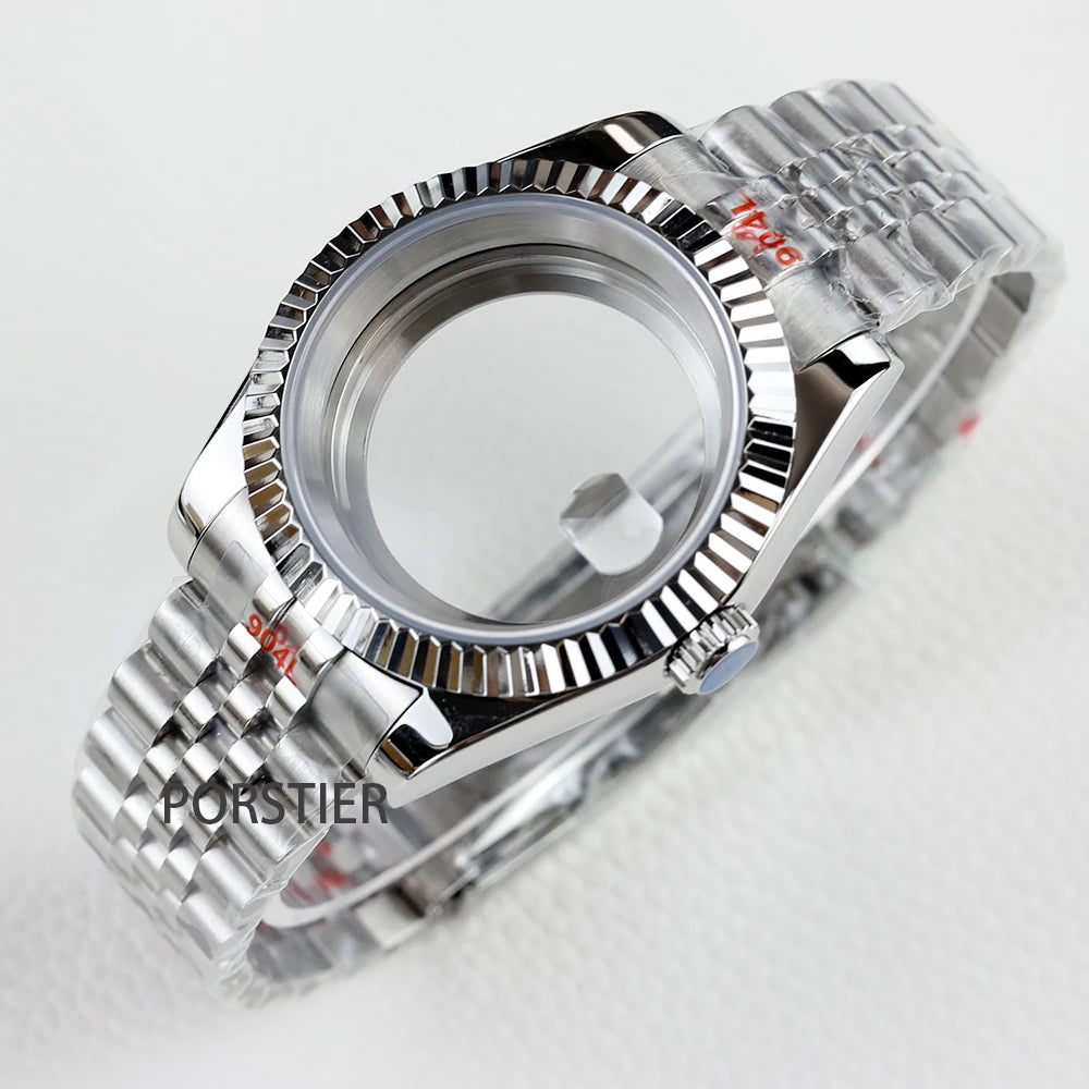 36/39mm NH35 Watch Case Stainless steel Sapphire Glass Transparent Back Cover for Seiko NH35 NH36 movement Datejust Oyster Strap