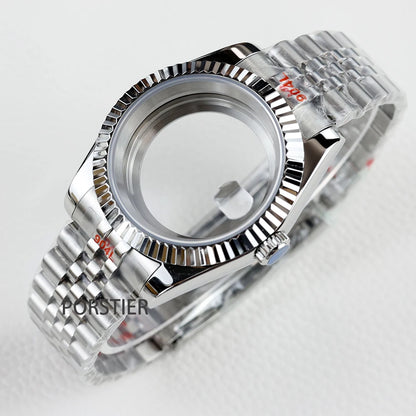 36/39mm NH35 Watch Case Stainless steel Sapphire Glass Transparent Back Cover for Seiko NH35 NH36 movement Datejust Oyster Strap
