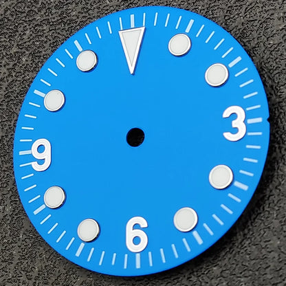 Modified 28.5MM Blue 369 Nail Watch Dial Weak Luminous Watch Faces Men's Watch Accessory Fit NH35 Movement