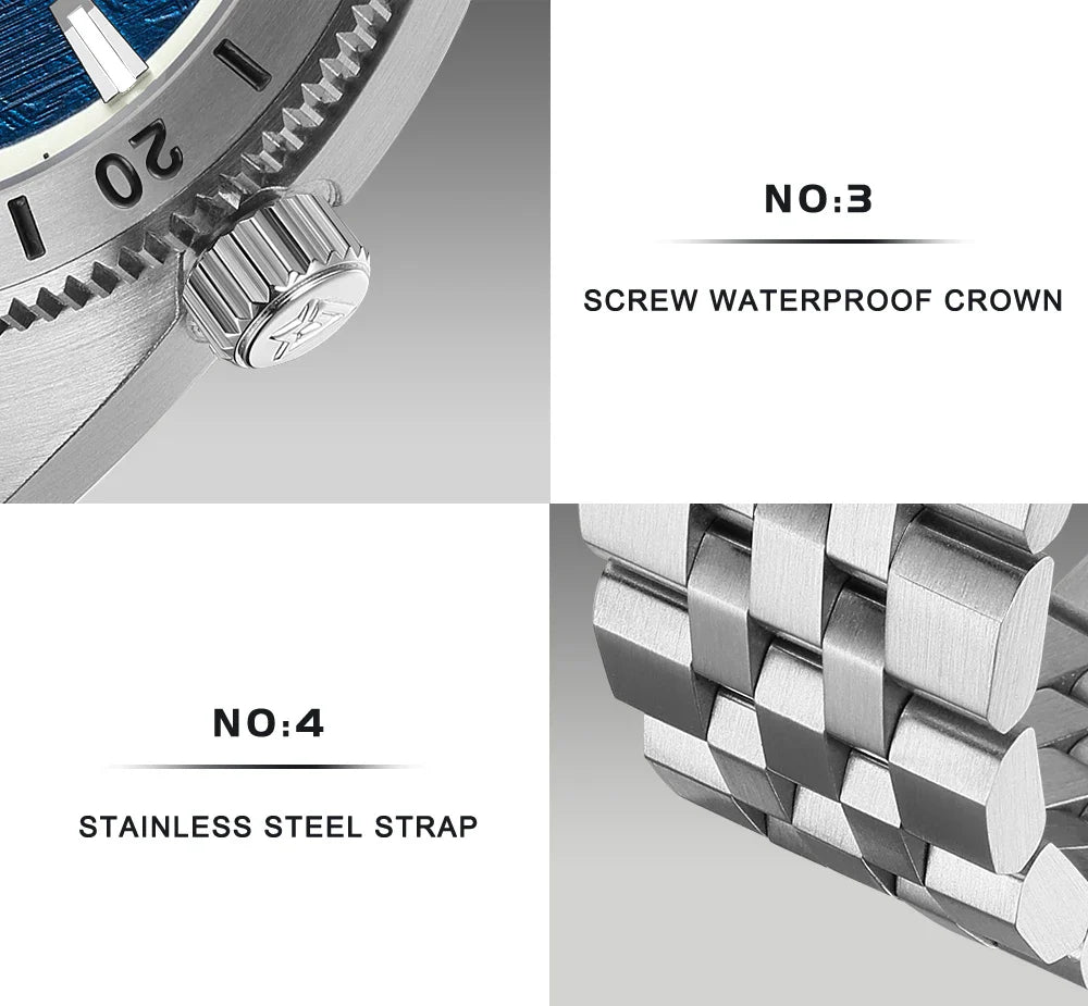 Cadisen C8231 Diver Watch Meteorite Dial 38.5MM 10Bar Miyota 8215 Automatic AR Sapphire