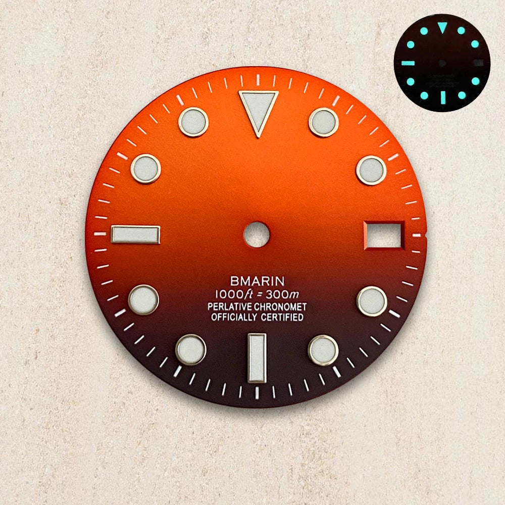 28.5mm S Logo Dial Blue Luminous Suitable For NH35/NH36/4R/7S Japanese Automatic Movement  Watch Modification Accessories