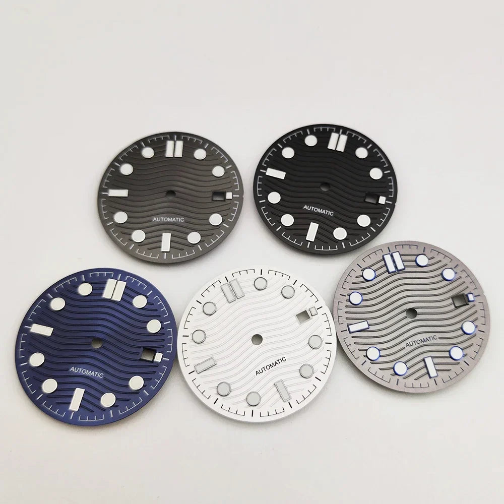 31mm Watch Dial Watch Parts Retrofit Green Luminous Faces for 2813/8215/821A/2836 Automatic Movement Dial Repair Parts