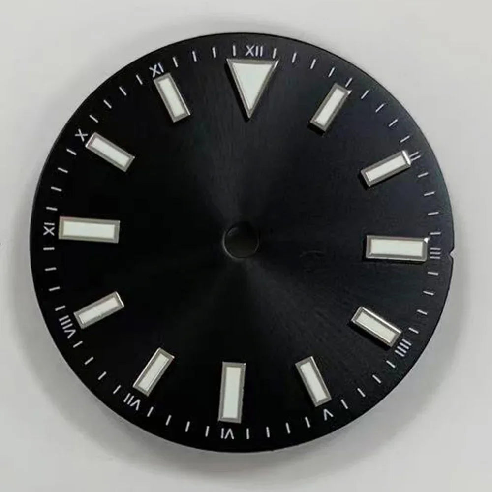 28.5mm Sunray Watch Dial Stripe Nails Green Luminous Font Modified Watch Accessories Suitable for NH35/8215/2836 Movement