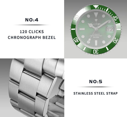 CADISEN C8216 Submariner Diver NH35A Movement AR Sapphire BGW9 Lume 40MM 20Bar