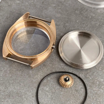 New 36mm Double Domed Sapphire Glass Solid Bronze Watch Cases NH35 Fit NH35 NH36 NH38 ETA2824 PT5000 Movement