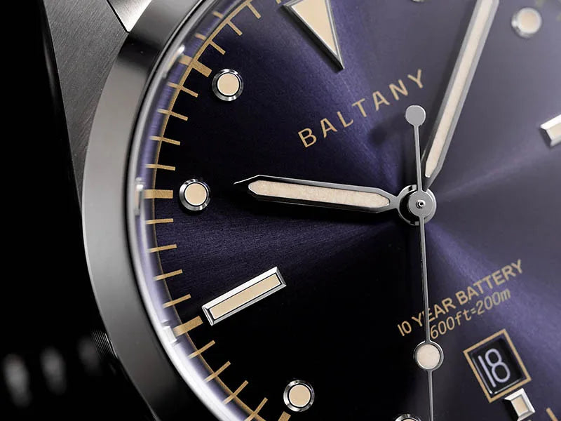 Baltany S4041 Vintage Tribute Quartz Wristwatches Enamel Dial Sapphire Crystal 20ATM Stainless Steel Bracelet Diving watches