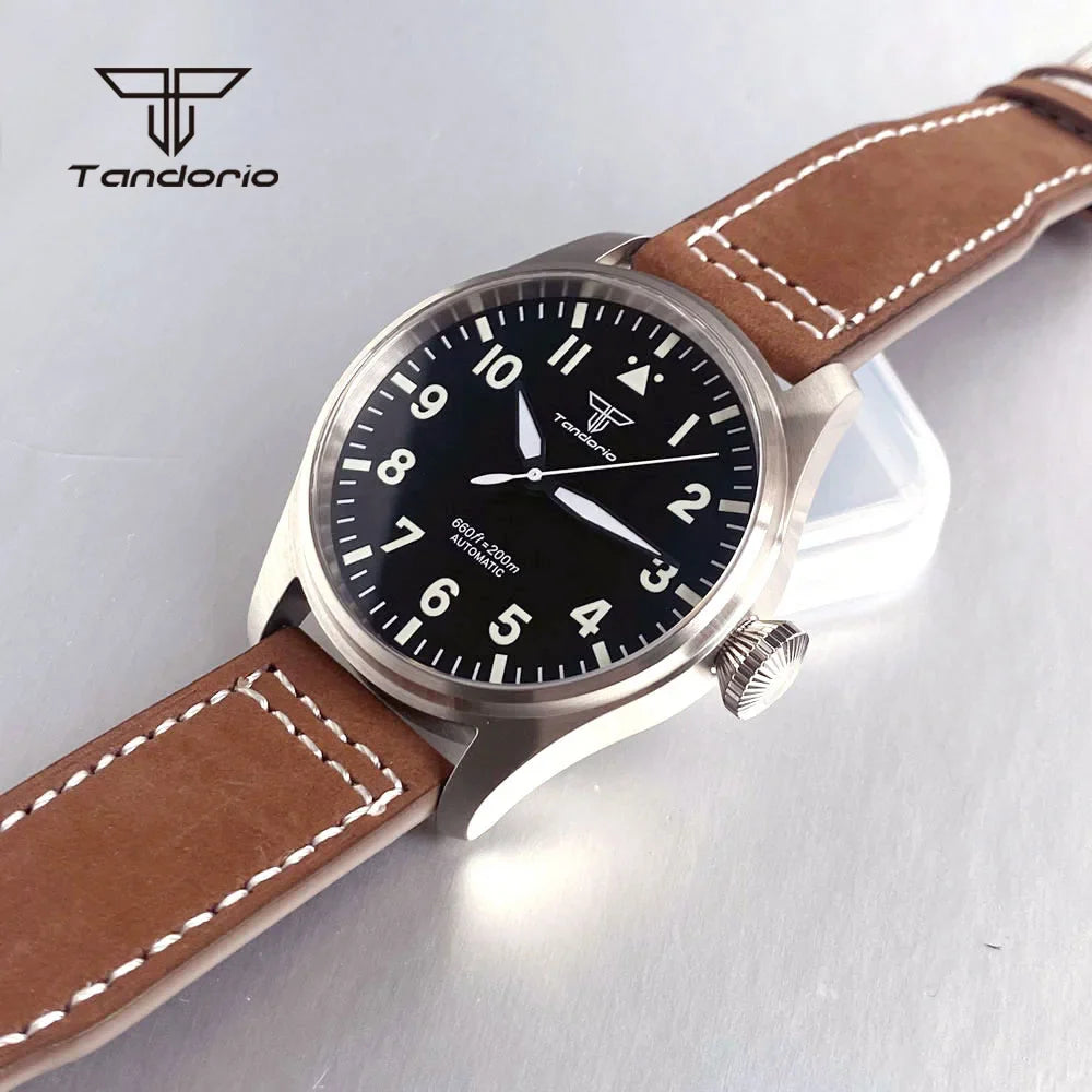 43mm Tandorio Big Pilot Watch TD144B NH35 PT5000 Automatic 20BAR  Sapphire Luminous