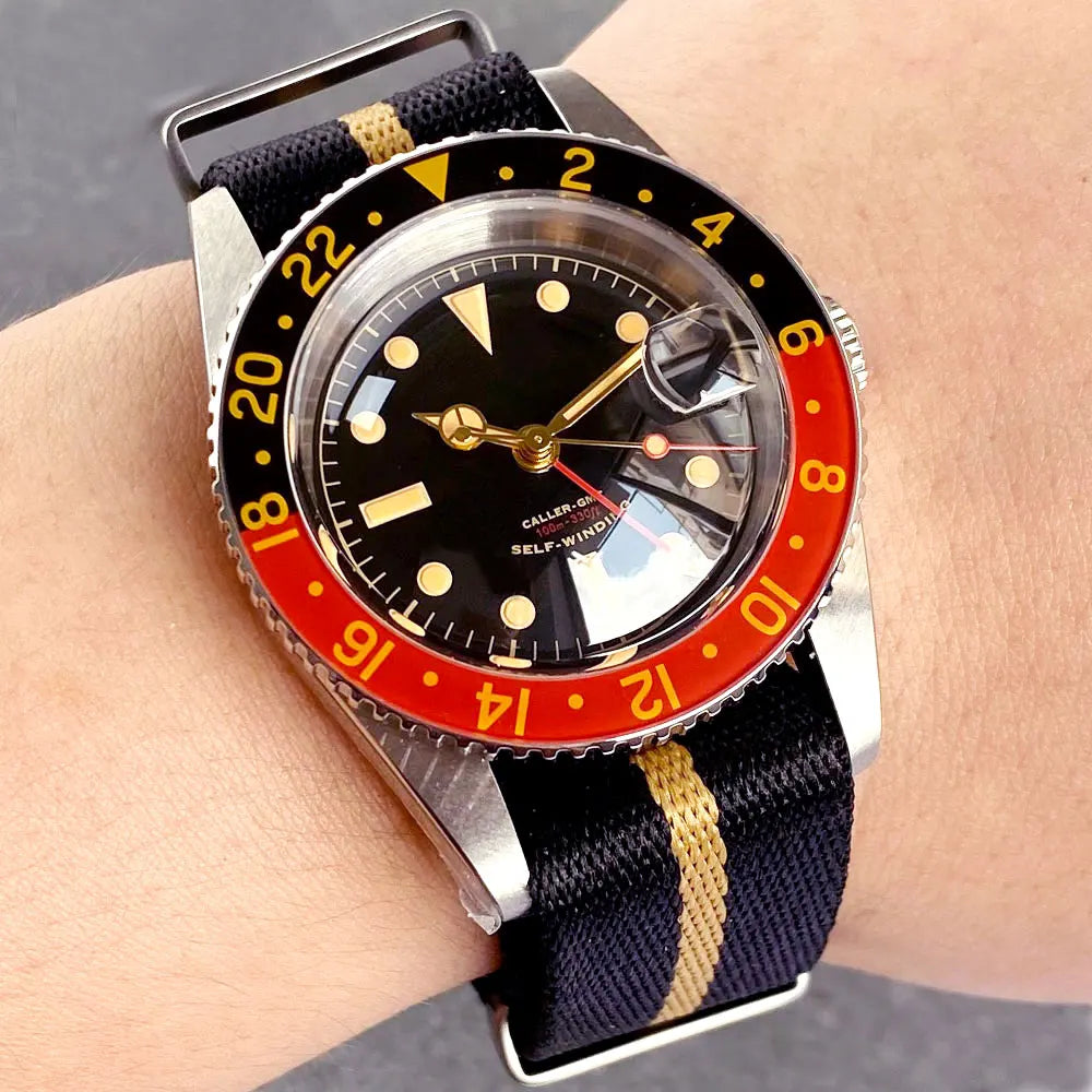 Tandorio TD218B NH34 GMT Watch 6542 homage 38mm Bubble Sapphire 20ATM 120 Click Submariner