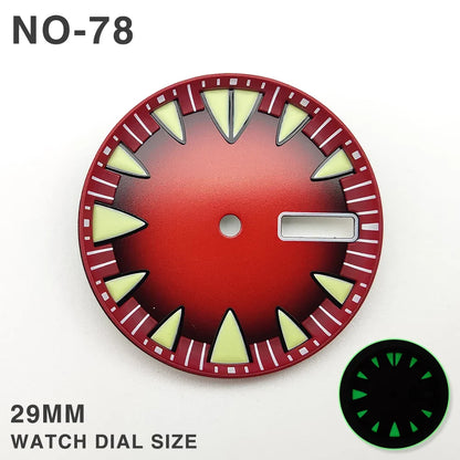 NH36 Dial 29MM Green Luminous Watch Faces with Dual Calendar Date Orange Surface Modification Accessories for NH36/4R Movement