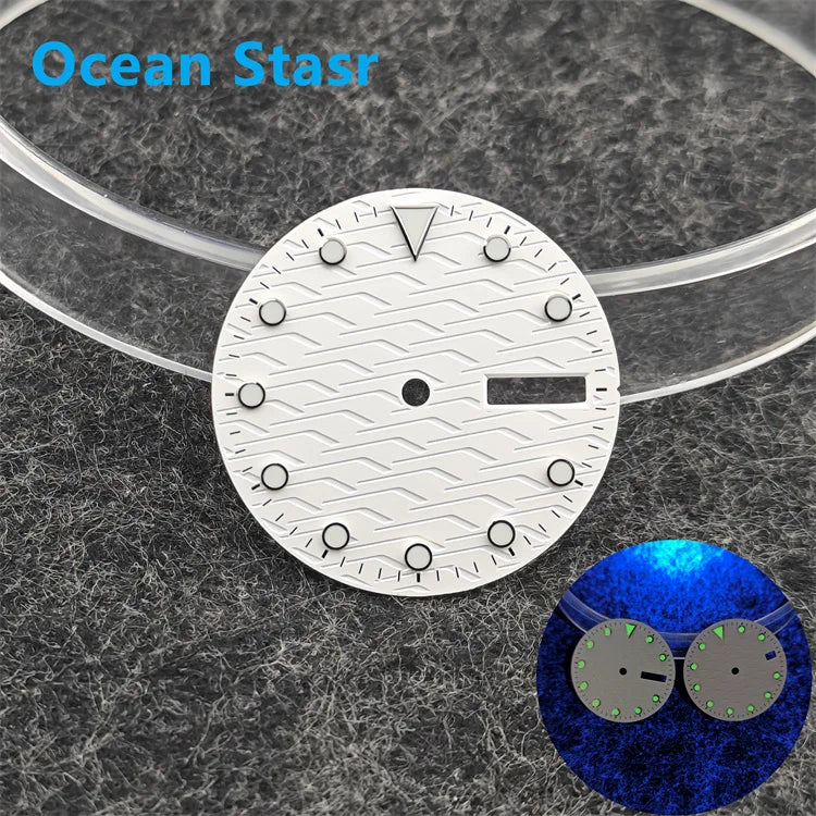 28.5mm Watch Dial Ocean Star Surface Single / Double Calendar Watch Faces Green Luminous Watch Accessory for NH35/NH36 Movement