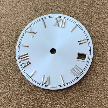 28.5mm Roman Scale Watch Dial Real Nail Modified Replacement Watch Faces with Single Calendar Window for NH35/NH36/4R Movement