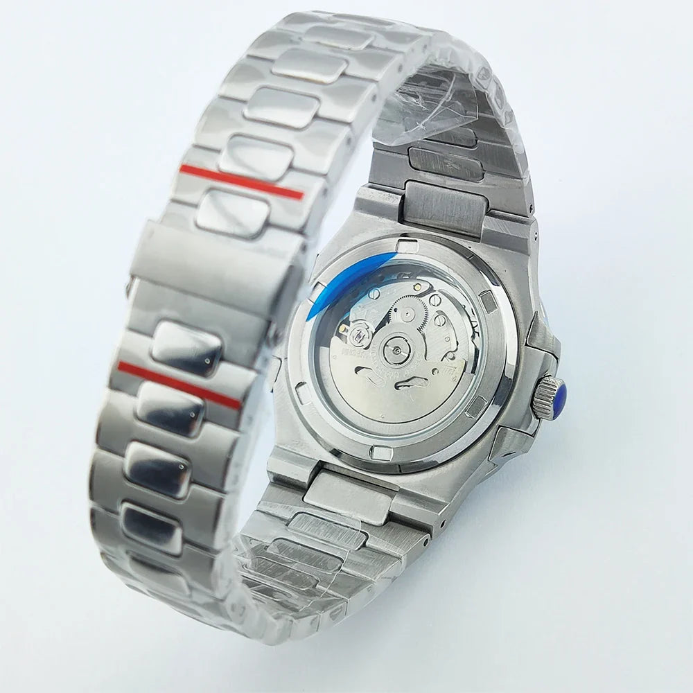 Special dial Nautilus Watch 41mm NH35 who cares i'm already late Sapphire 10Bar Dress Glass back