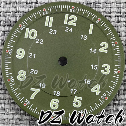 NH35 New 29mm Black/White/Green/Blue Pilot Style Watch Dial Face Set Arabic Numerals Fit NH36 ETA2824 PT5000 Automatic Movement