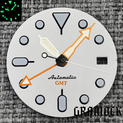 29mm Blue Red Black Orange GMT NH34 White Glossy Dial With Hands C3 Lume Fit NH34 Mechanical Watch Modified Accessories