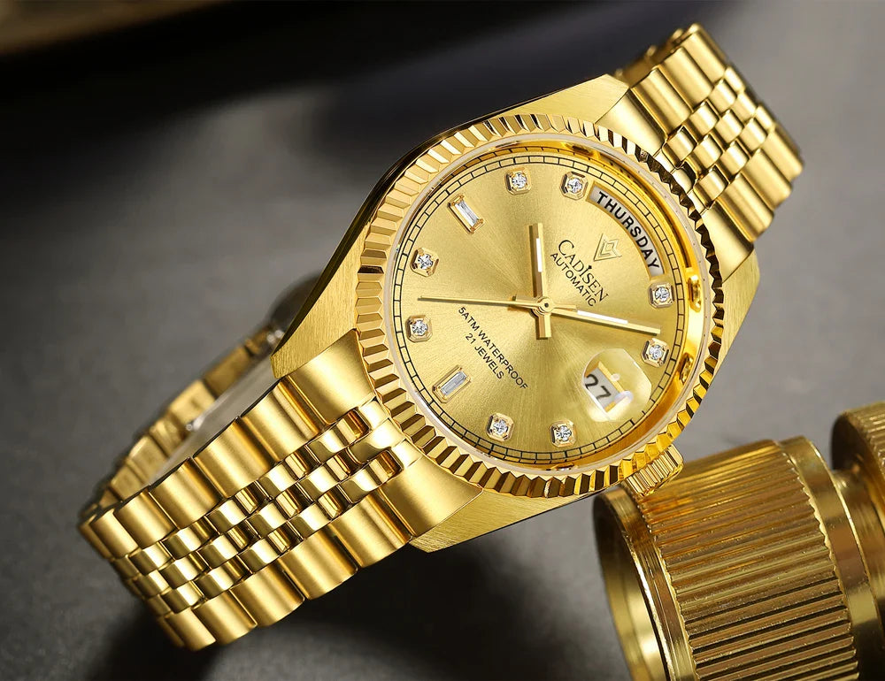 Cadisen C8228 DD38 Watch Diamond Dial MIYOTA 8285 AR Sapphire Crystal luminous 38MM 5Bar