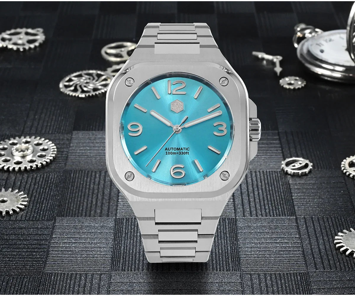 San Martin Square Watch SN0074G 40mm PT5000 Sw200  Automatic 10 Bar BGW-9 Lume