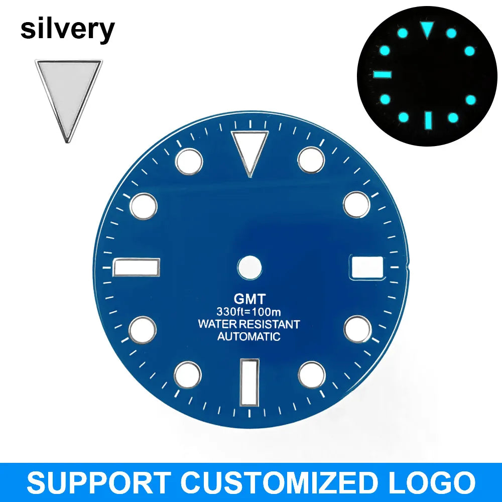28.5mm diameter dial suitable for NH-34/35/36 movements GMT Luminous dial customization LOGO/name DIY dial watch parts