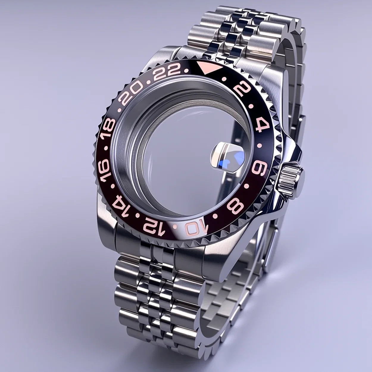 40mm SUB Case NH35 Sliver with Sapphire Crystal 120 Click Compatible with NH34/NH35/NH36 Movements Water-Resistant 28.5mm Dial