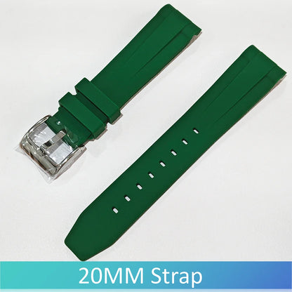 40mm Transparent Case For NH35 Case 20mm Watch Bands Set Green Luminous SUB Acrylic Plastic Case Clear Watch Case Accessories