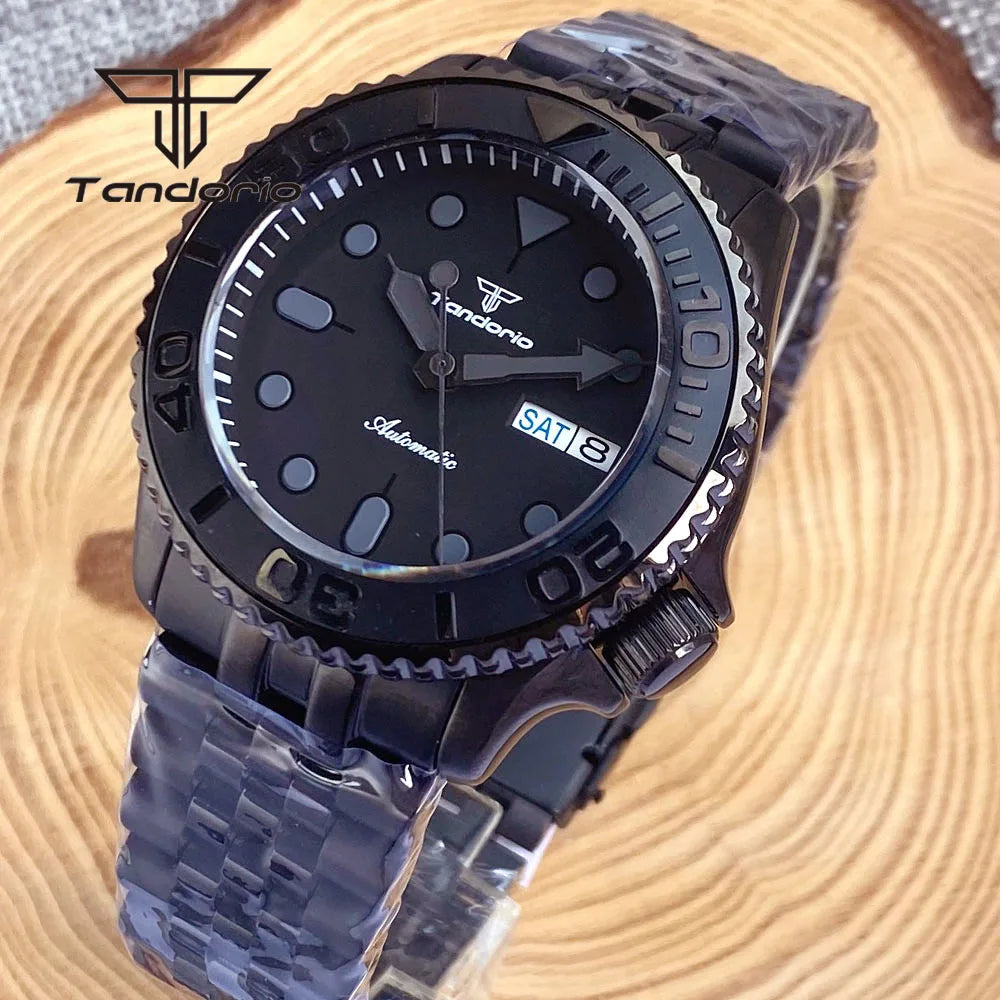 Tandorio TD269C Yacht Master Black Pvd  Domed Sapphire Skx007 Style NH36 20atm 120 Clicks 41MM