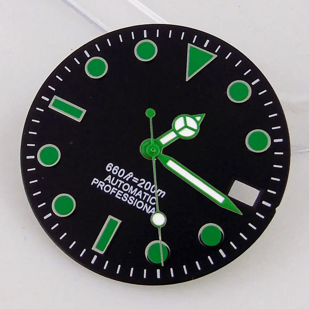 SU B Watch Part 28.5mm Watch Dial for NH 35 NH 36 NH 37 NH 38 NH 39 NH 70 NH 72 Di ver Wristwatch Parts Green/Black Index Repair Tool