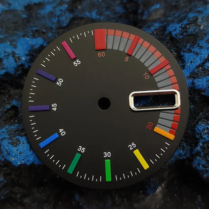 NH35 Watch Dial 28.5mm Color Log Nail Black White Dual Calendar Date Watch Faces Accessories Replacement Parts for NH35 NH36 Movement