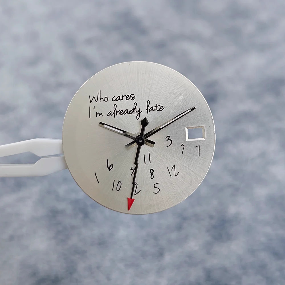 28.5mm Dial+hands Nh35 Nh36 Dial Suitable "Who Cares, I'm Already Late" Dial For NH36/35 Movement Watch Accessories