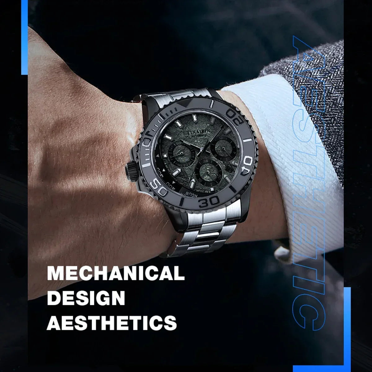 42mm Black PVD Yacht master Skx007 Steel Black Matte Waterproof Watch Case With Sapphire Crystal For Nh35 Nh36 Movement 28.5mm Dial Mods