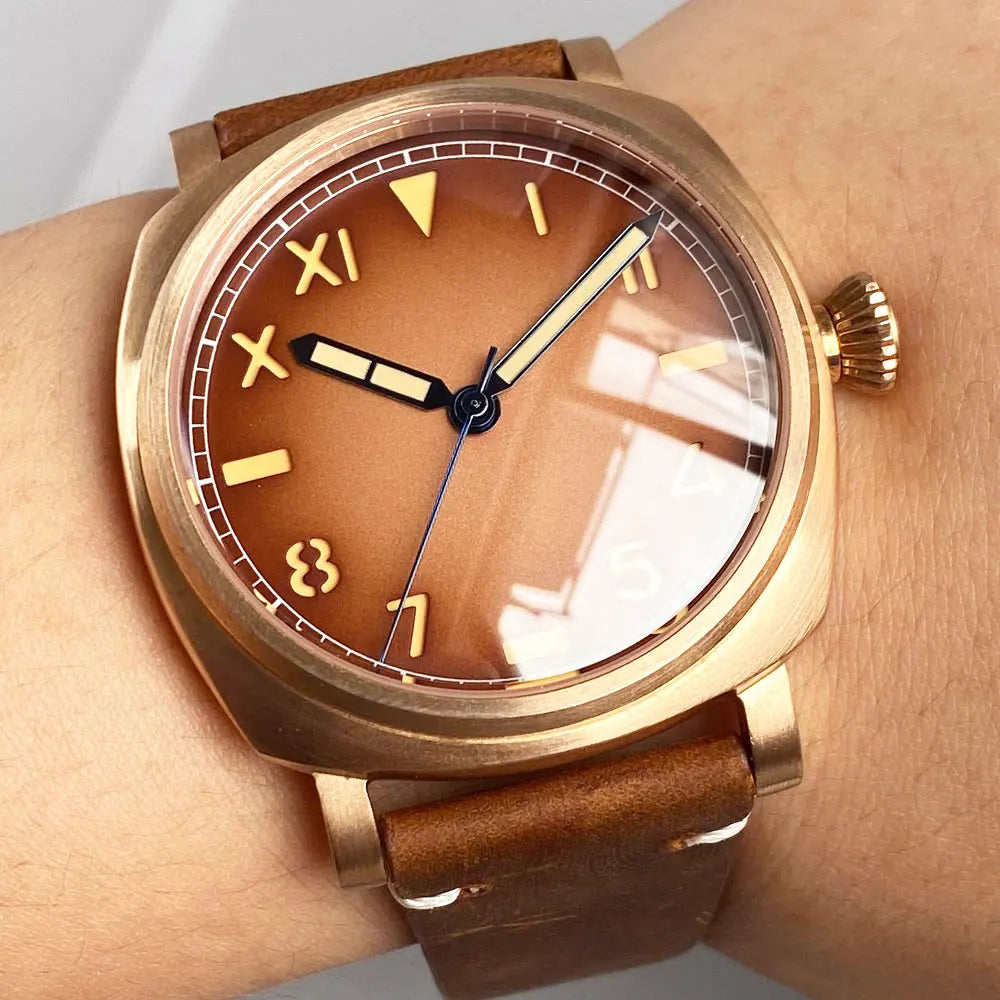 Tandorio CUSN8 Bronze /Stainless Steel Radiomir TD113B AR Sapphire Sandwich California 42mm Square NH35 PT5000 20atm