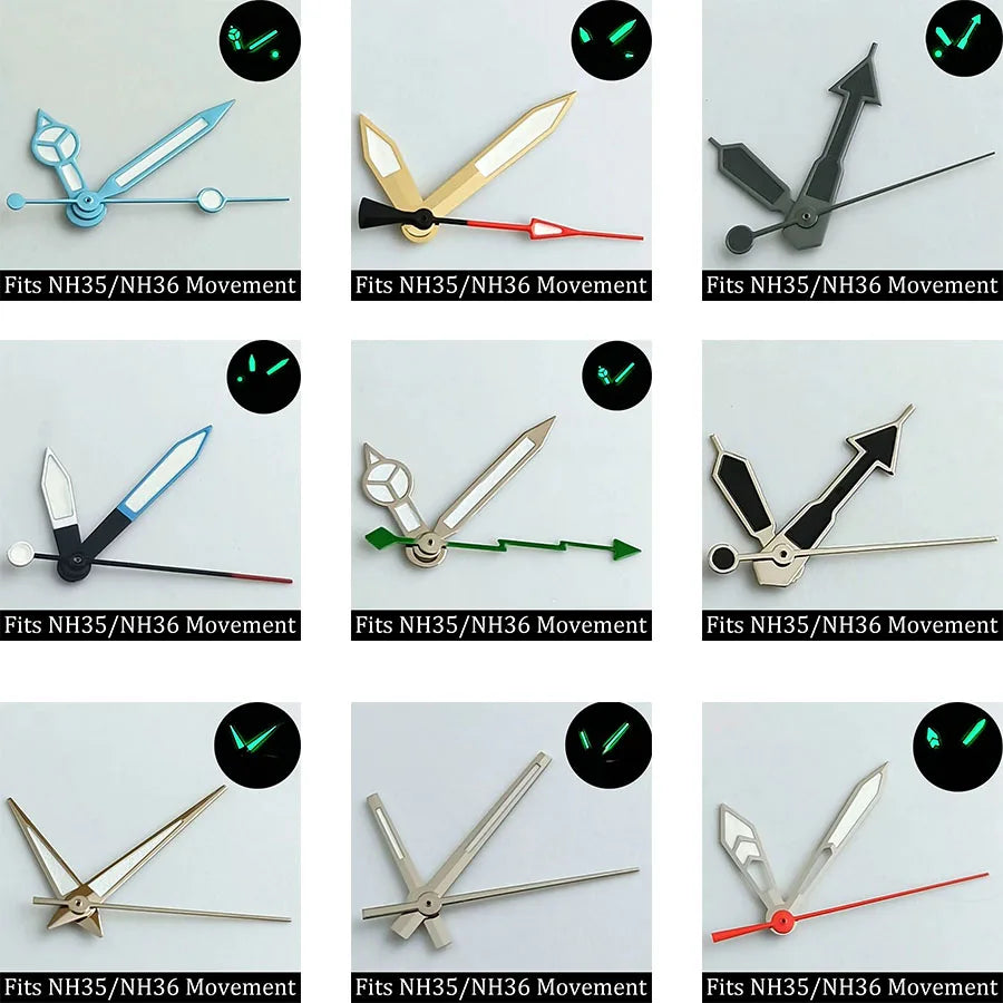 high-quality Watch accessories watch pointer NH series 35 NH36 hands green  luminous suitable for N H35/ NH36 movement