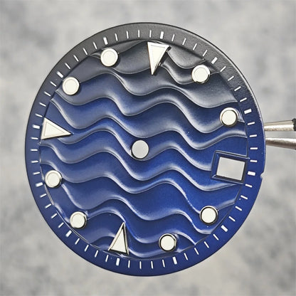 28.5mm Watch Dial Water Ripple Gradient Color Watch Faces Green Luminous Surface Man’s Watch Accessories for NH35 Movement