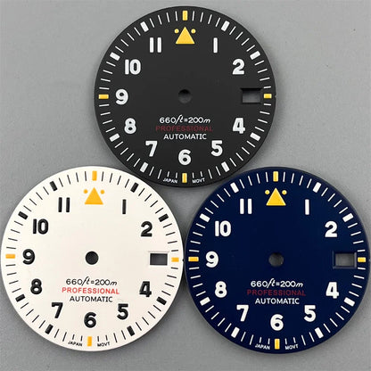 Watch Dial 29mm Pilot Style Black Green White Dial C3 Green Luminous Fit NH35 NH36 ETA2824 2836 PT5000 MIYOTA DG Movement