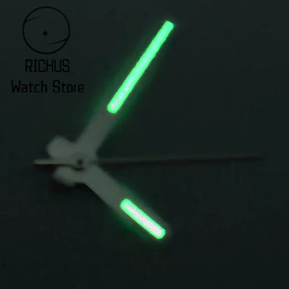 wide Silver Watch Hands Green Luminous Hands Fit NH35 NH36 NH38 NH70 NH72 Movement